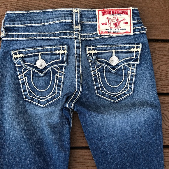 true religion jeans with white stitching
